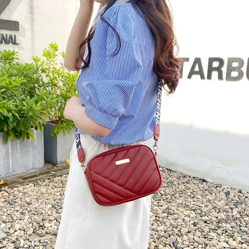 PU rolling strip shoulder bag casual crossbody bag