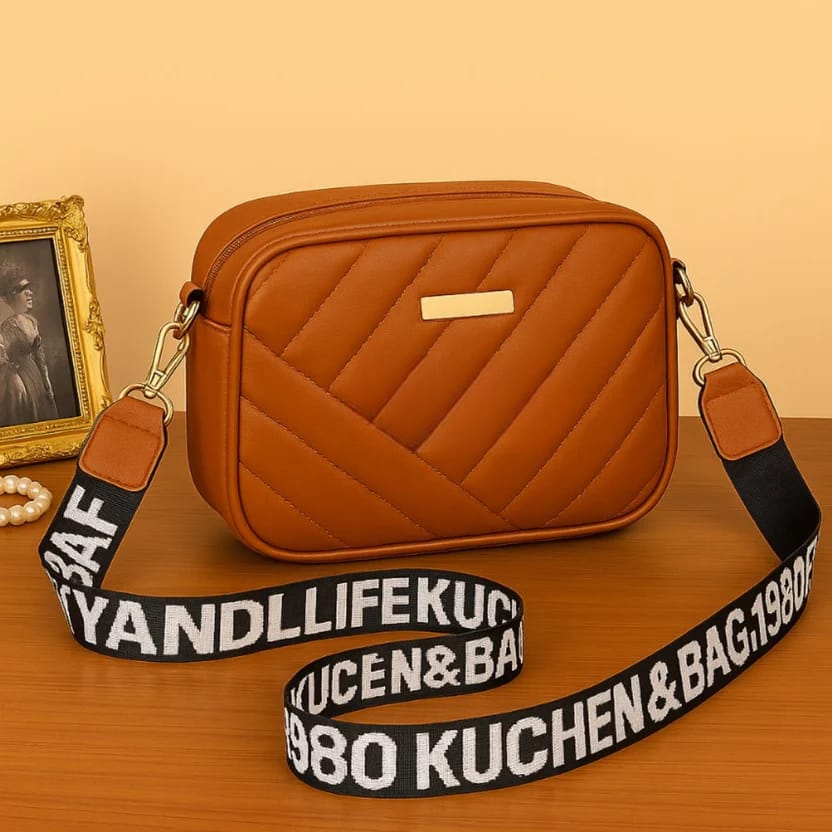 PU rolling strip shoulder bag casual crossbody bag