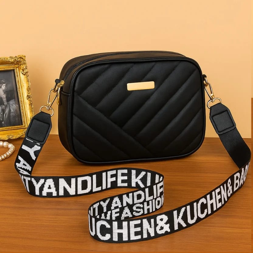 PU rolling strip shoulder bag casual crossbody bag