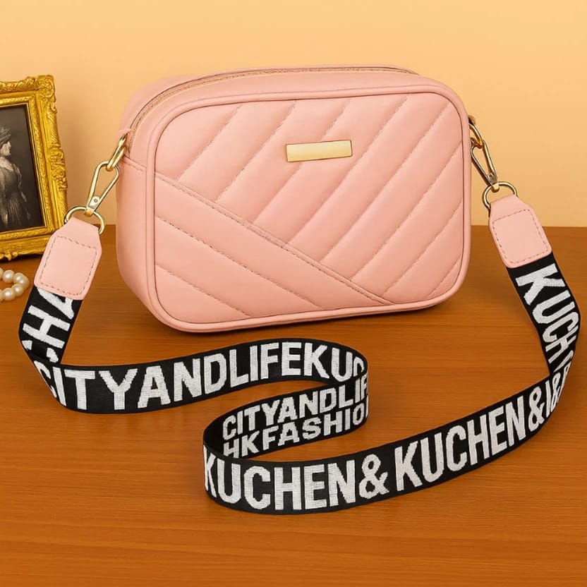 PU rolling strip shoulder bag casual crossbody bag